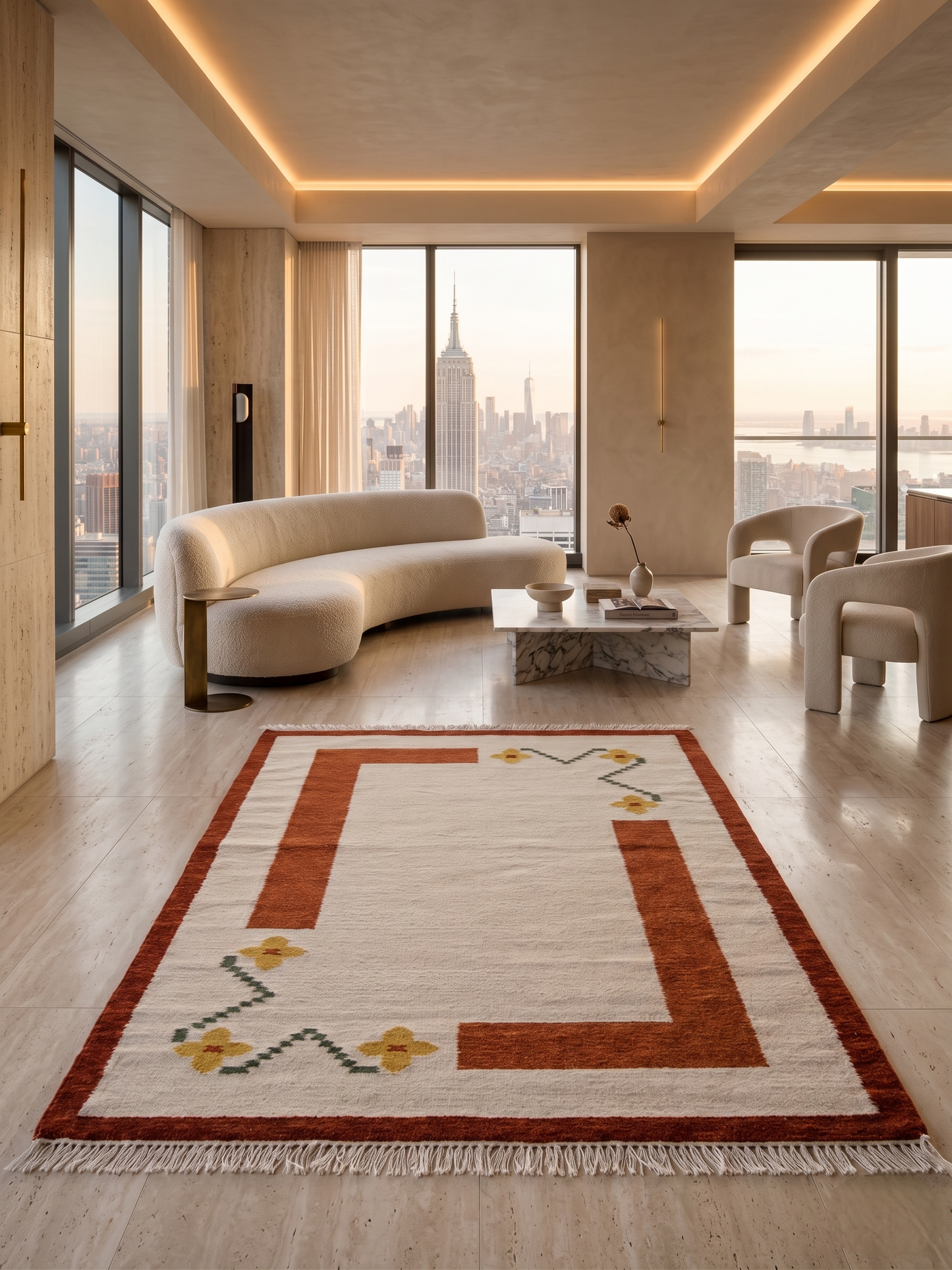 Terracotta Abstract Block Accent Rug