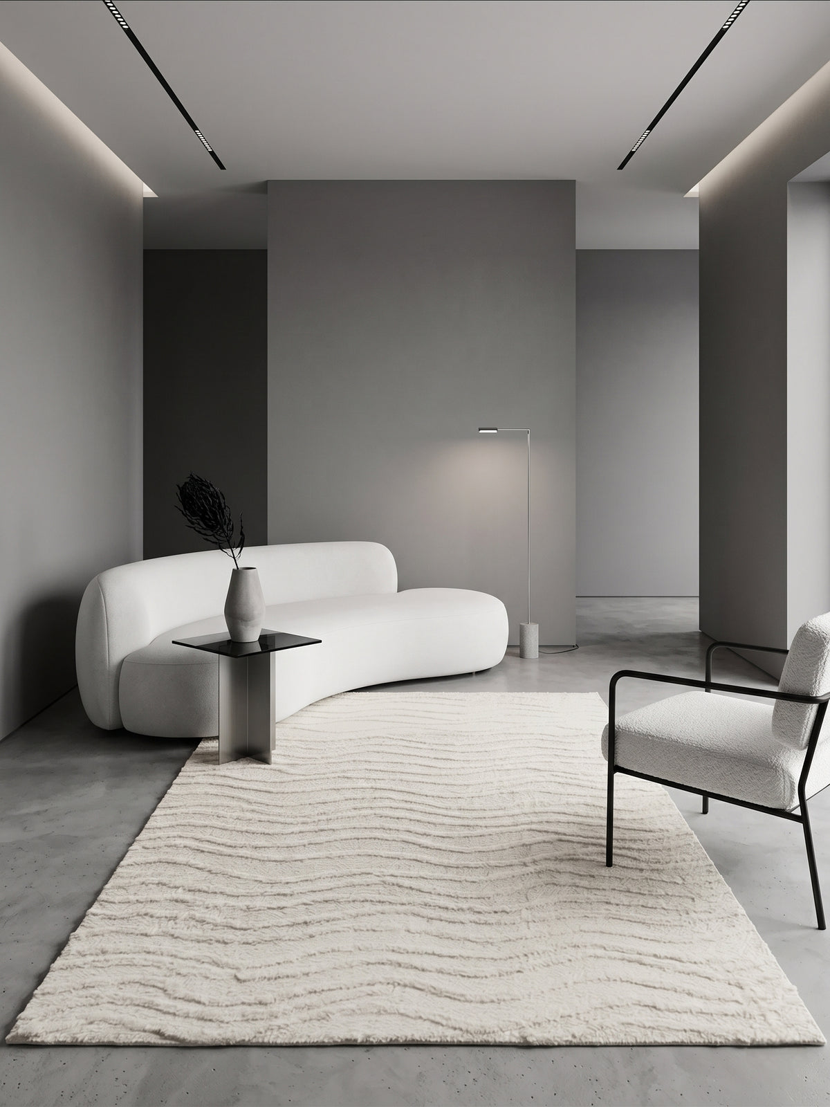 Rippled Wave Texture Wool Rug