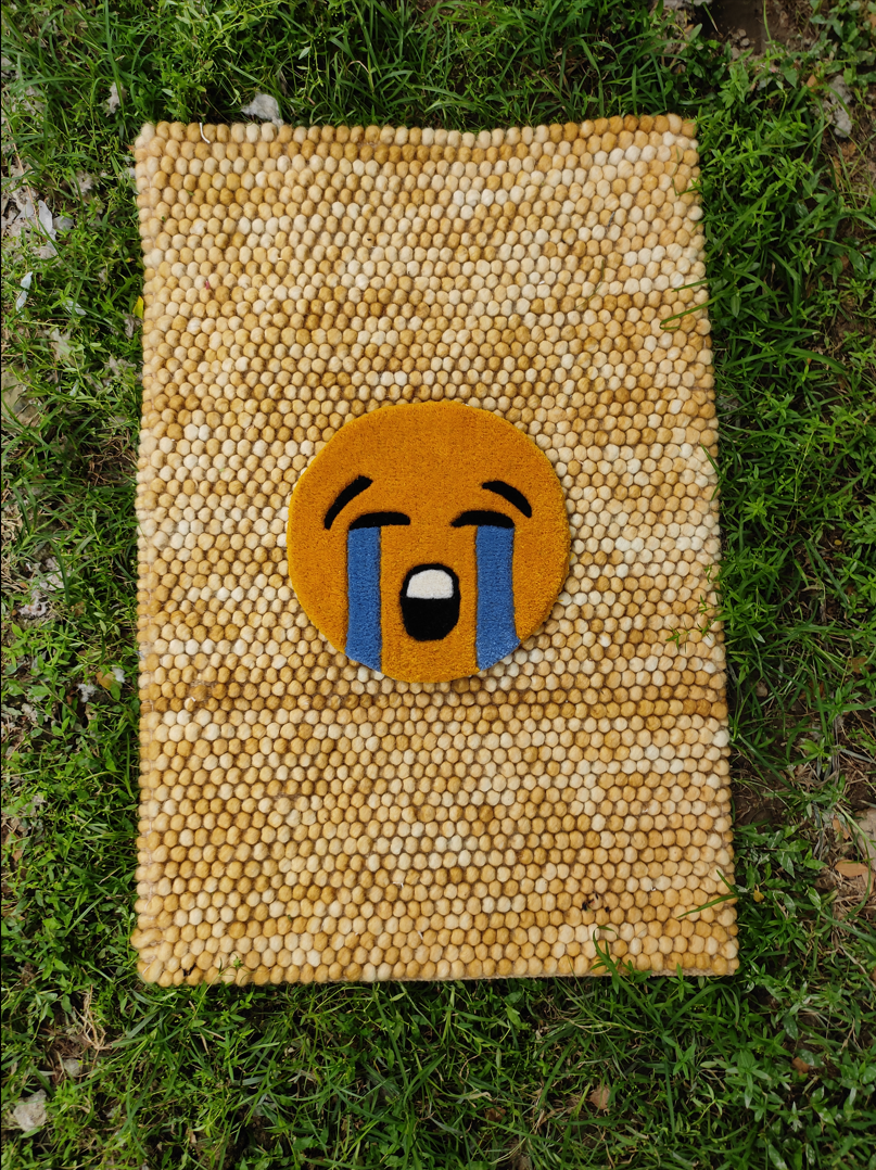 Tearful Joy Emoji Rug - Expressive Decor for Modern Spaces