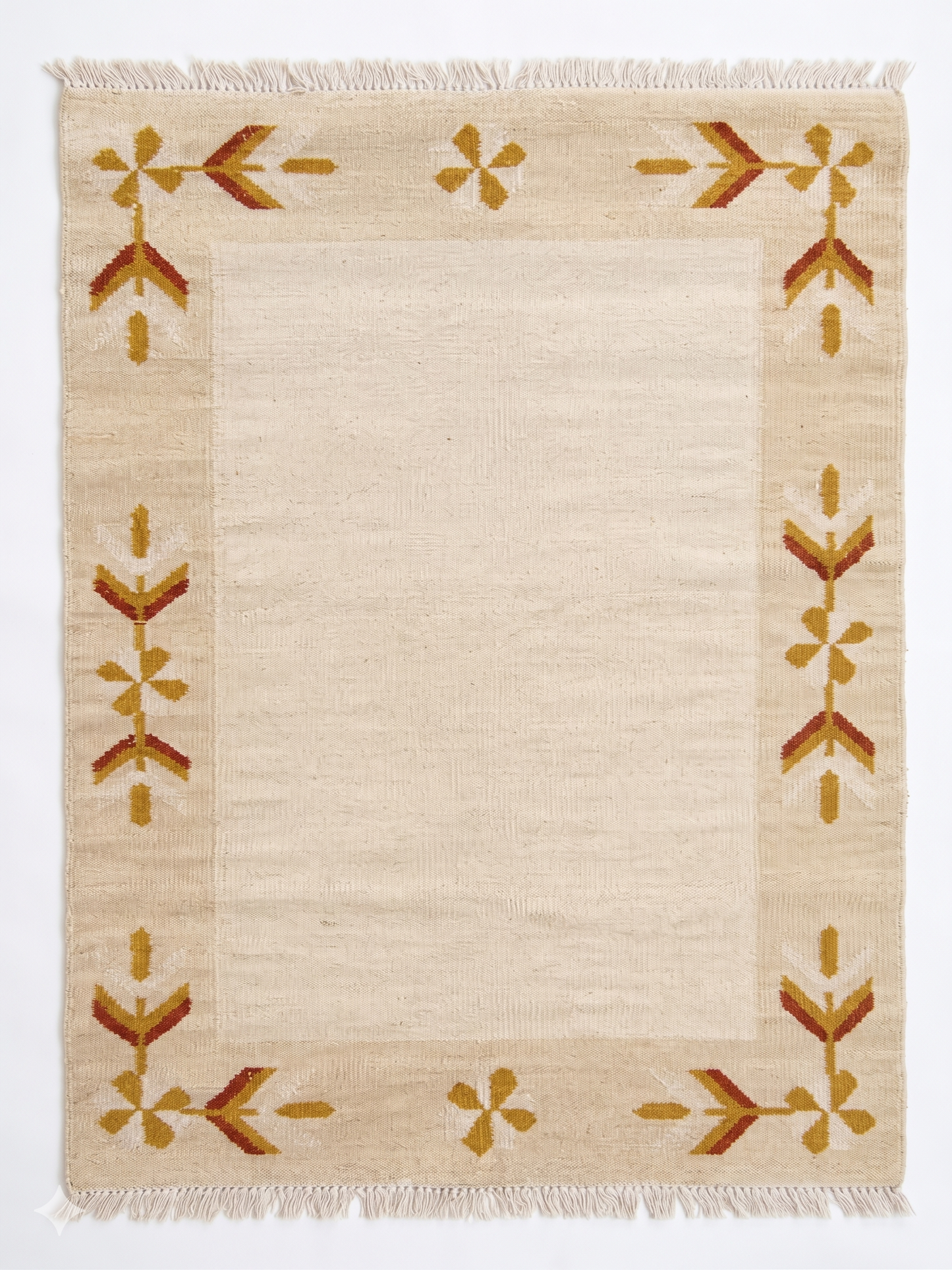 Sahara Handwoven Flatweave Kilim Rug - Warm Beige, Mustard & Rust