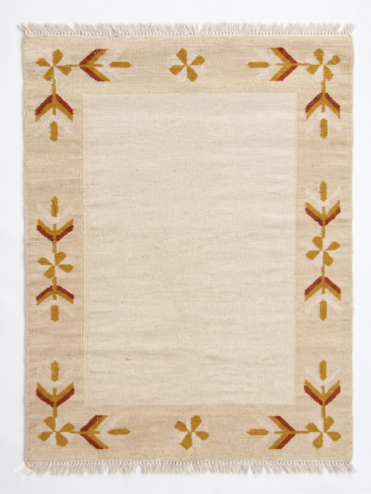 Sahara Handwoven Flatweave Kilim Rug - Warm Beige, Mustard & Rust