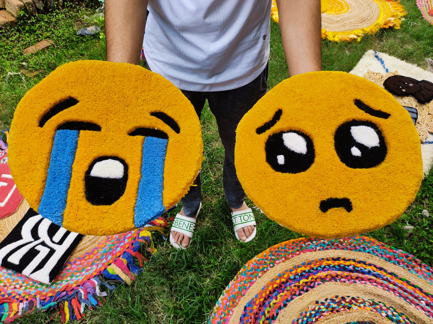 Tearful Joy Emoji Rug - Expressive Decor for Modern Spaces