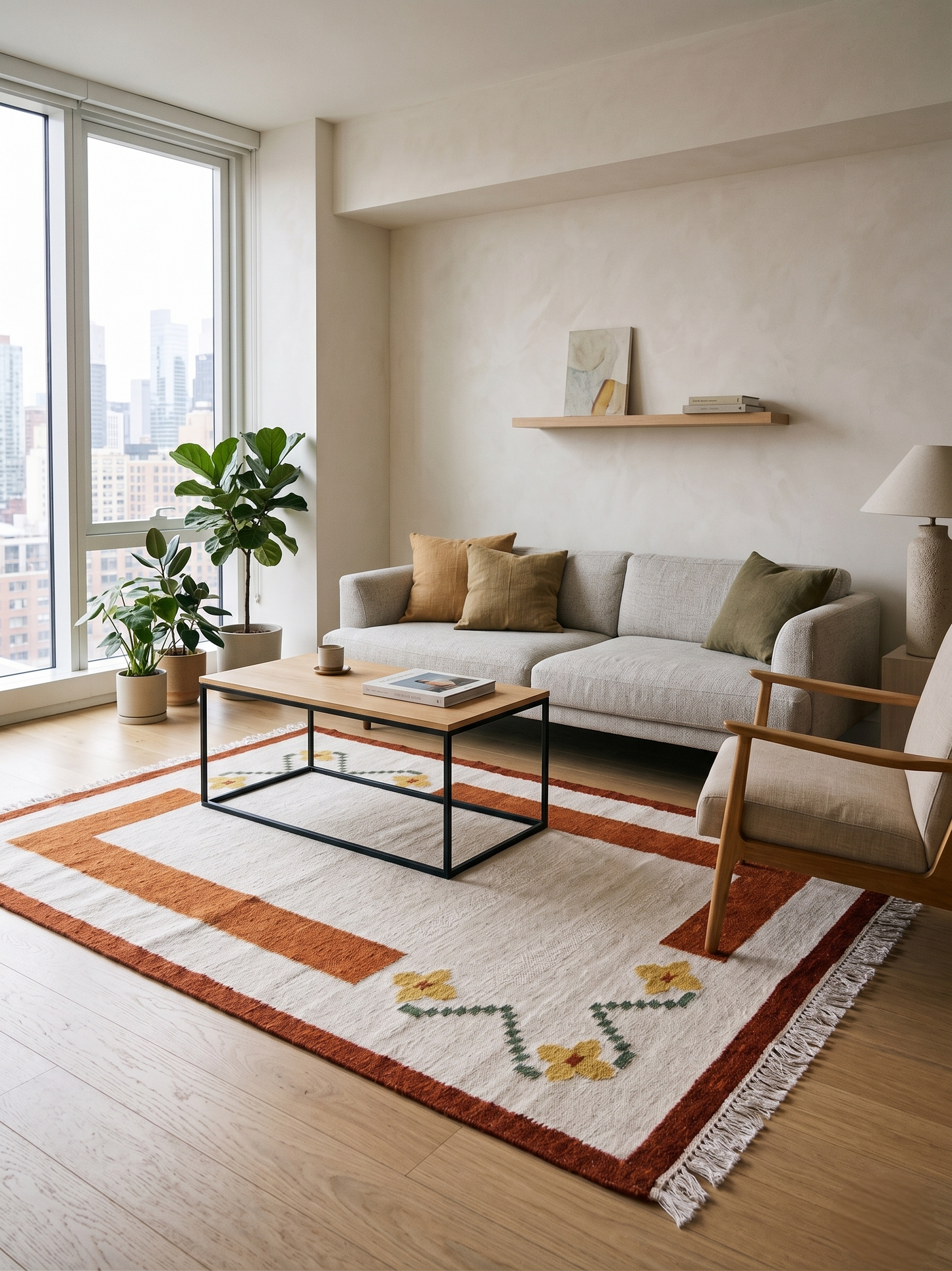 Terracotta Abstract Block Accent Rug