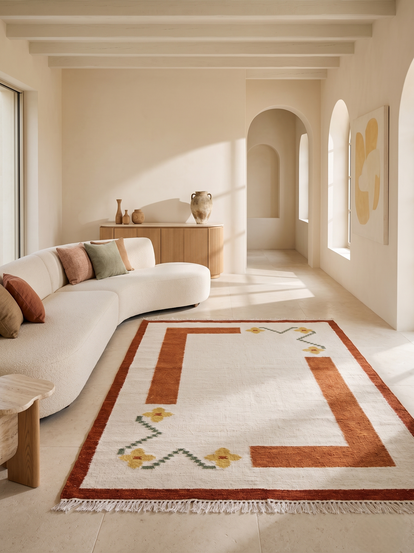 Terracotta Abstract Block Accent Rug