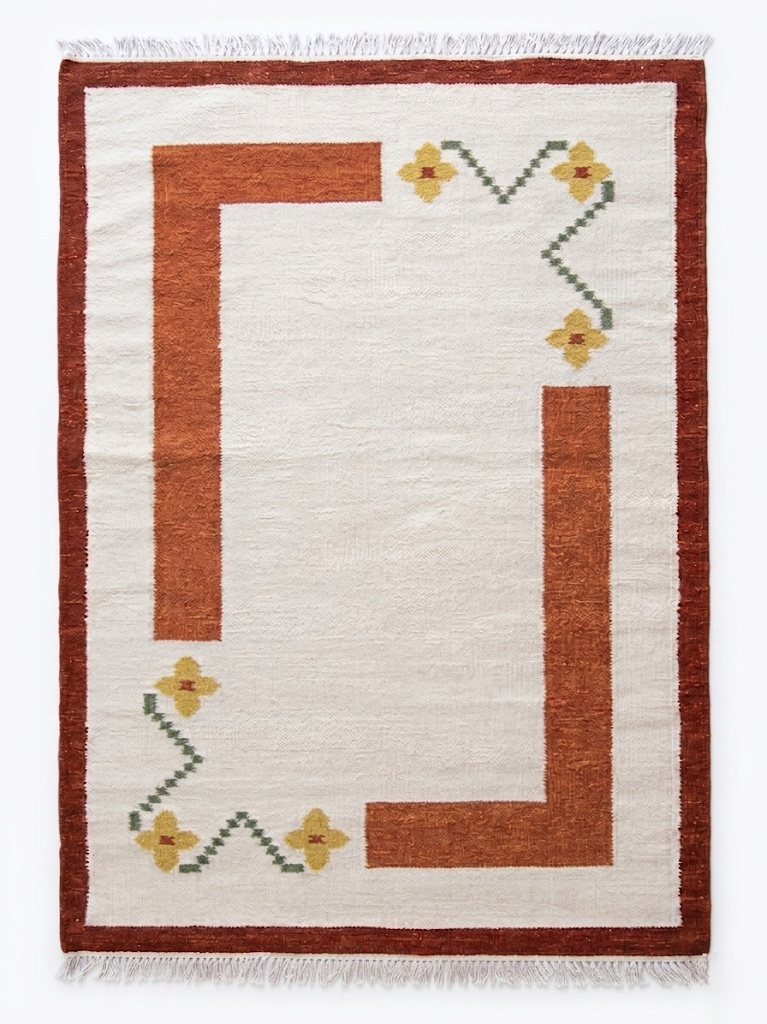 Terracotta Abstract Block Accent Rug