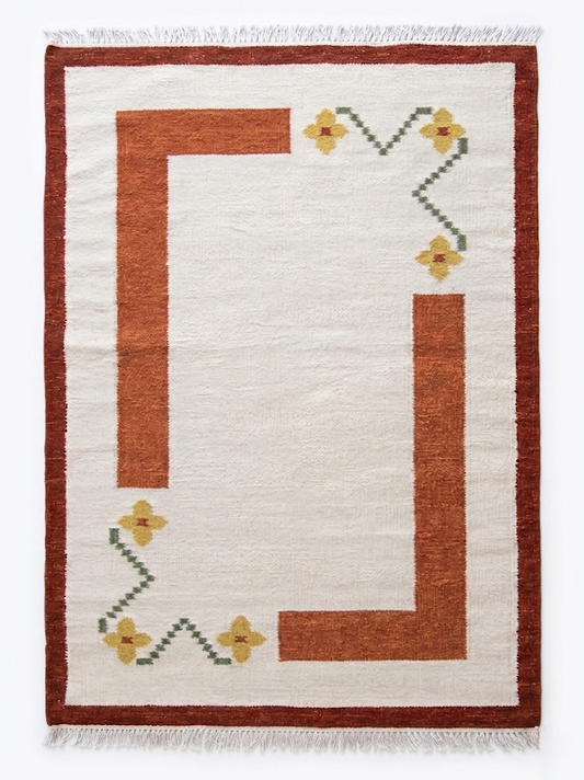 Terracotta Abstract Block Accent Rug