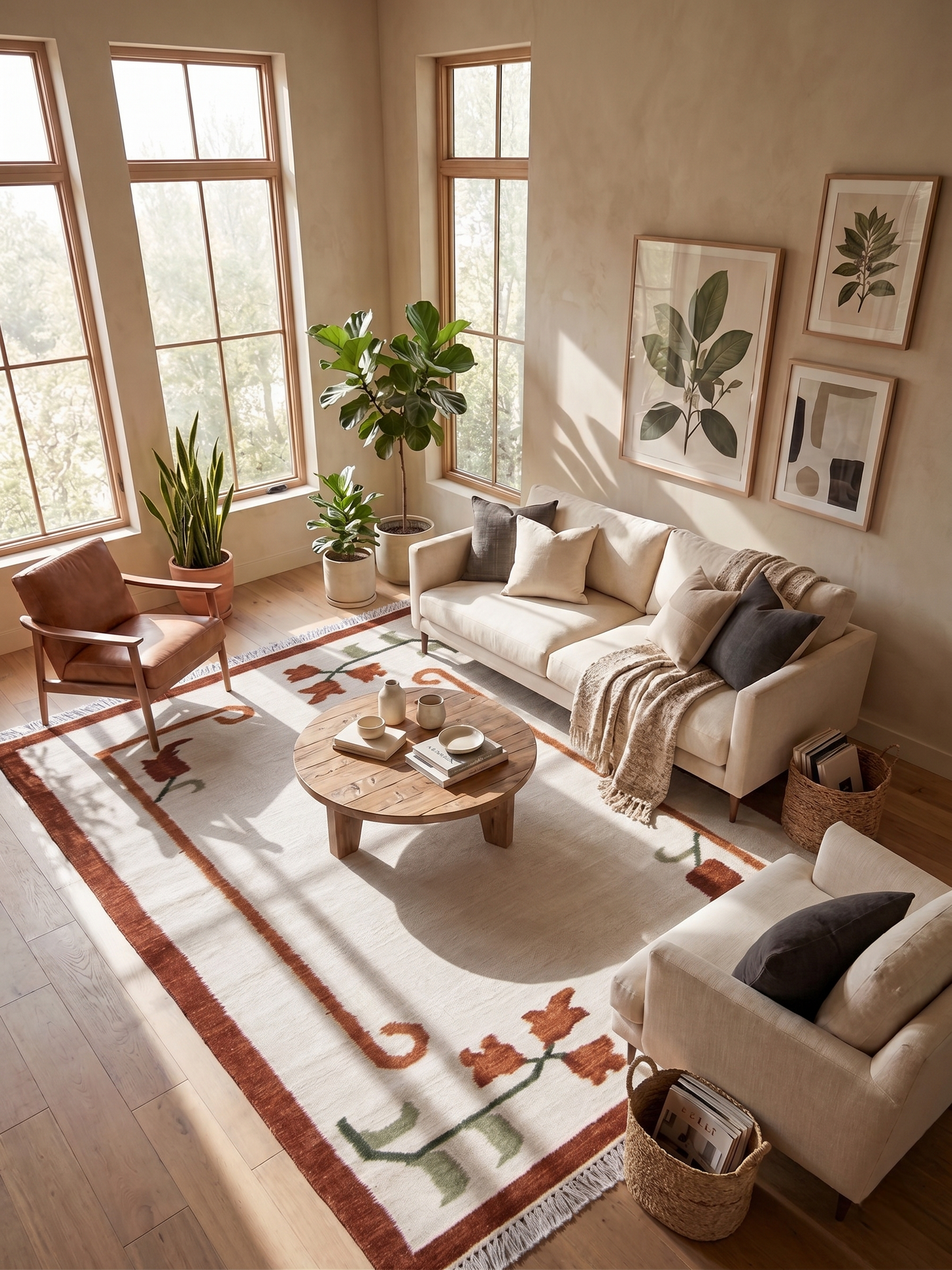 Vintage-Inspired Cream & Terracotta Area Rug