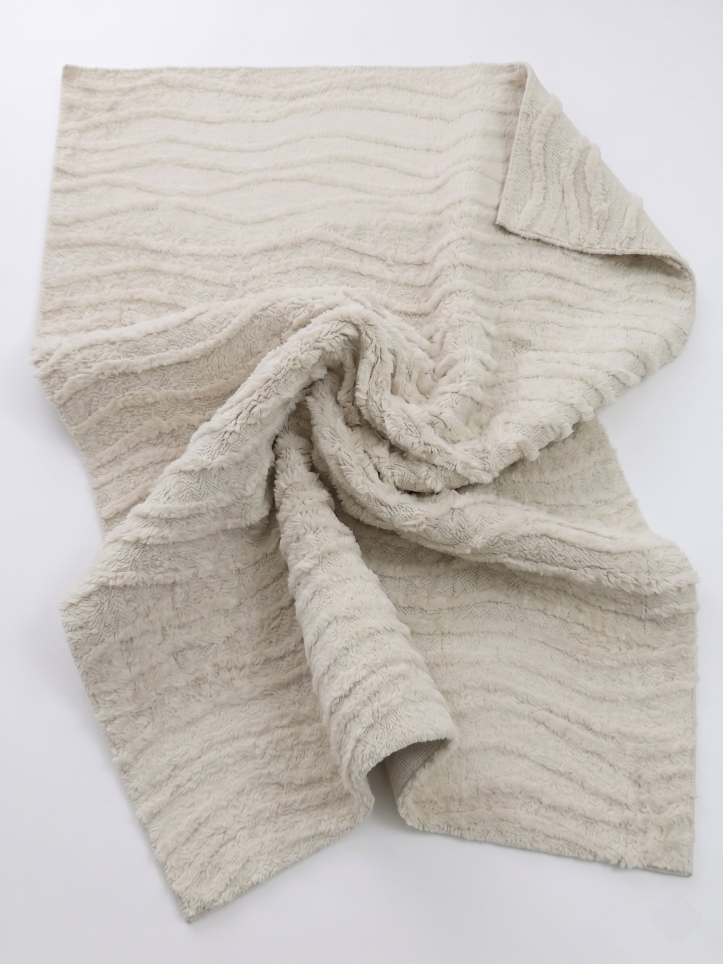 Sculptural Wave Hand-Knotted Wool Rug - Ivory Textured Organic Modern Area Rug