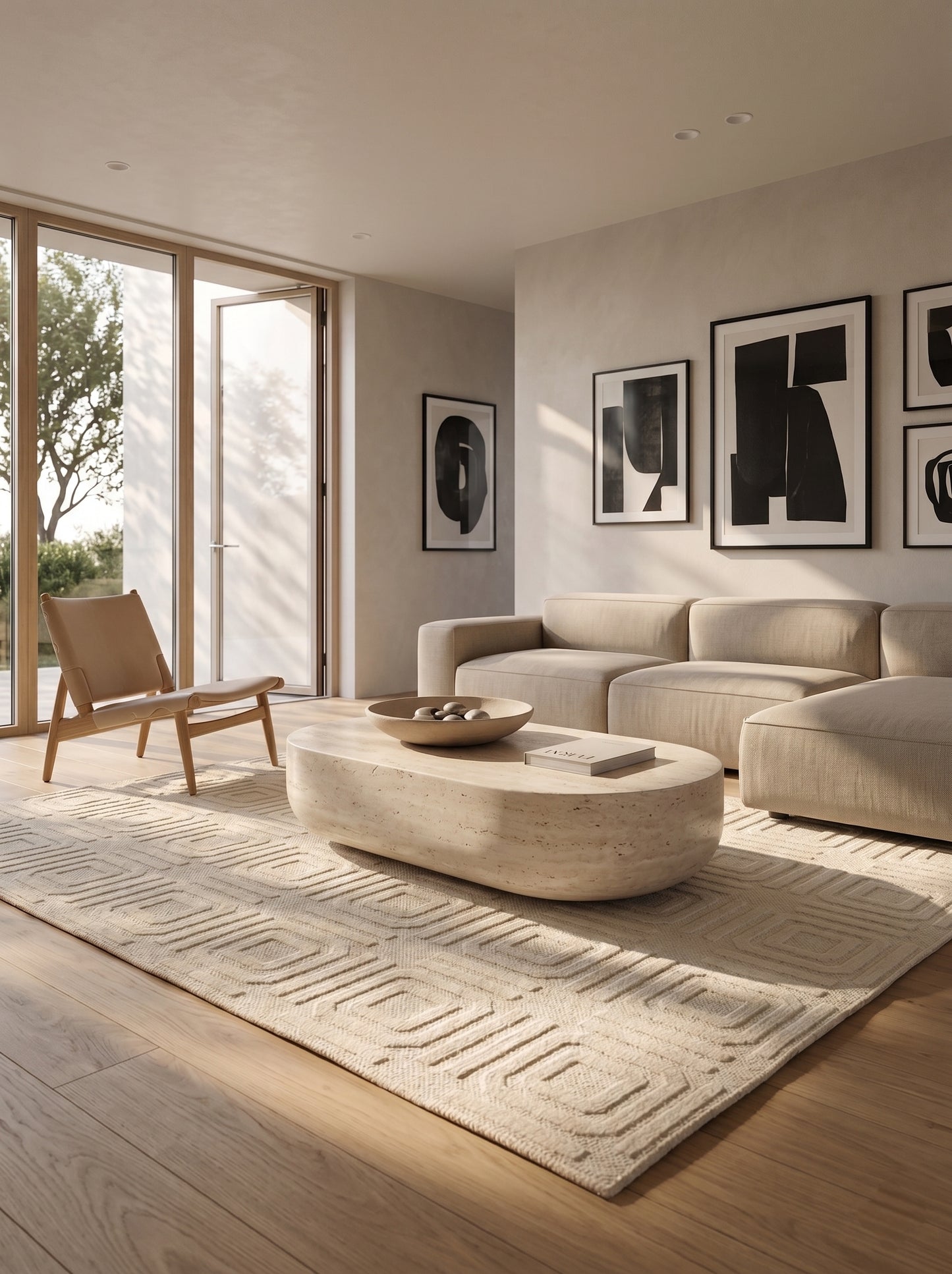 Luxury Hand-Knotted Textured Cream Area Rug