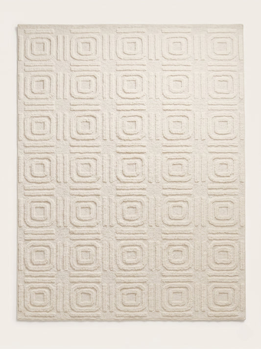 Luxury Hand-Knotted Textured Cream Area Rug
