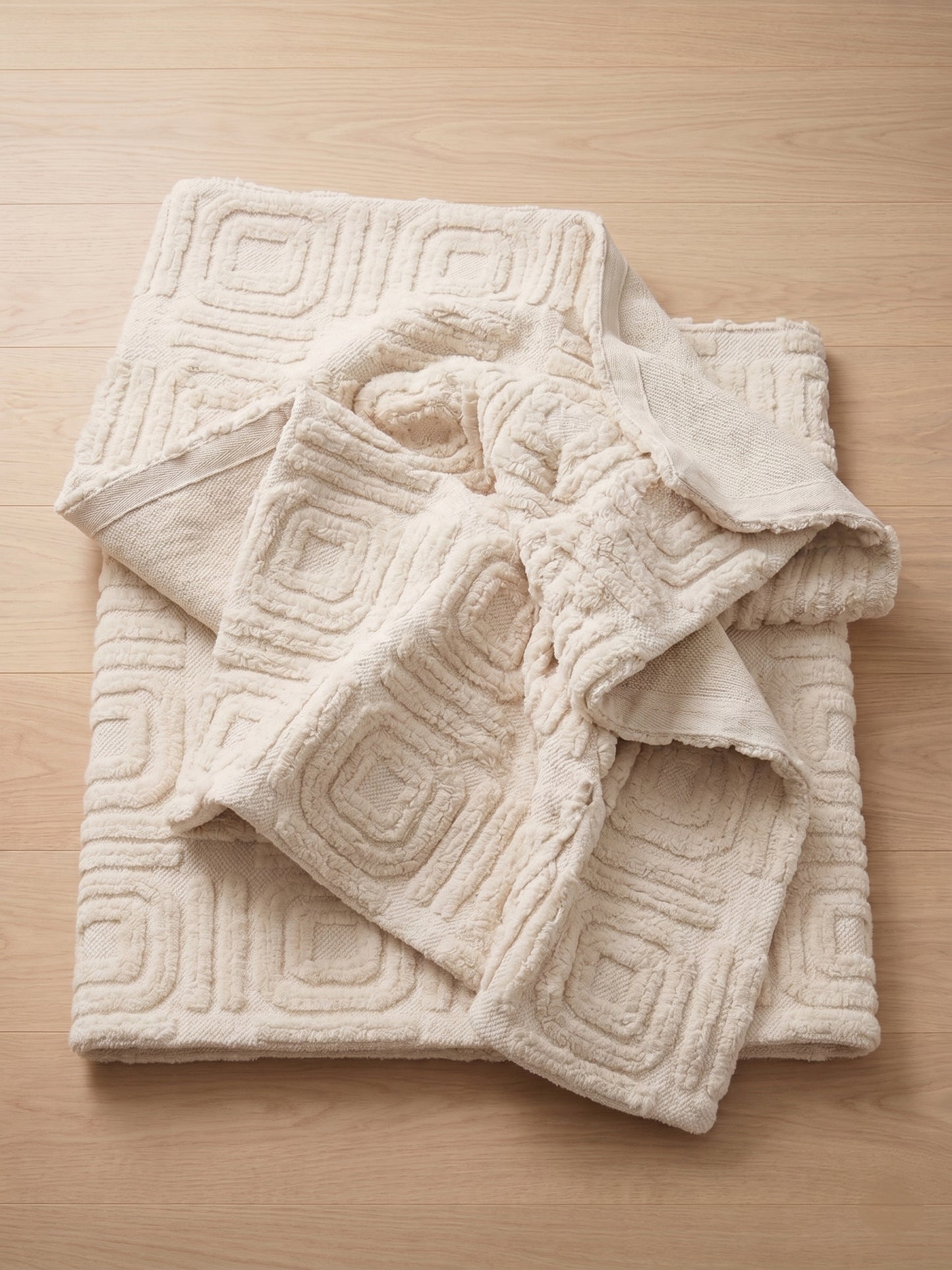 Luxury Hand-Knotted Textured Cream Area Rug
