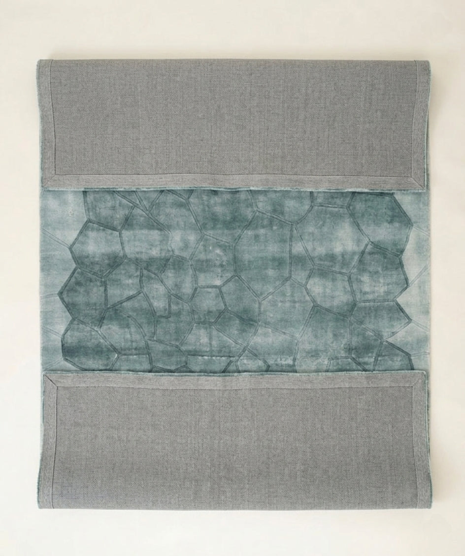 Mosaic Teal Luxury Area Rug - Hand-Tufted Contemporary Wool & Silk Carpet