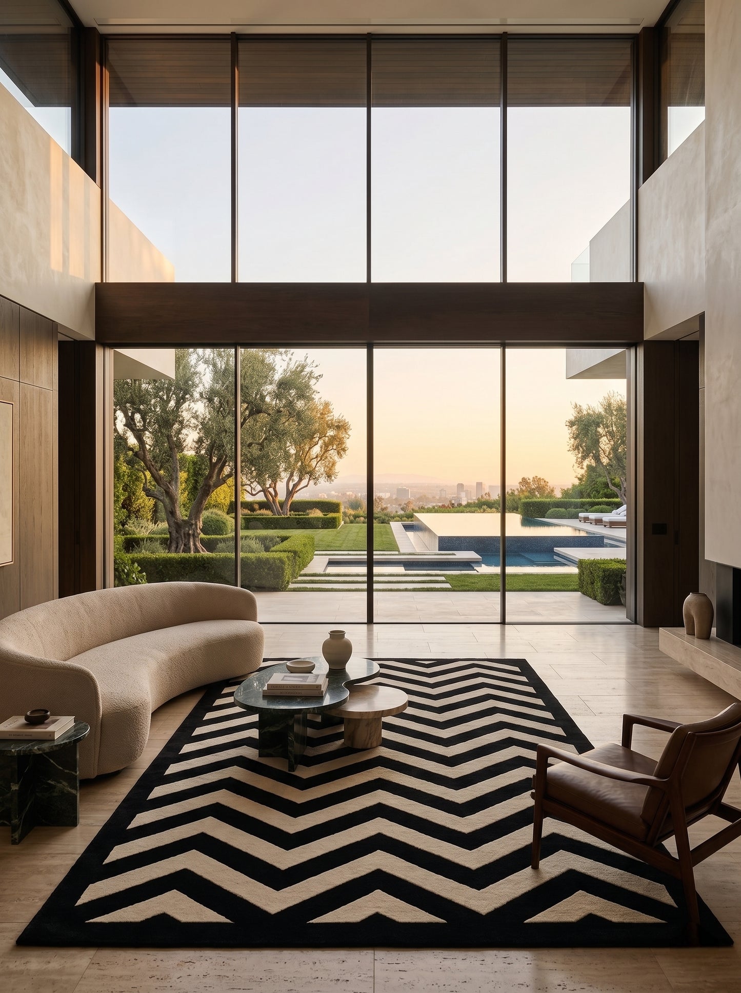 Bold Chevron Hand-Tufted Wool Rug | Black & Cream Geometric Area Carpet