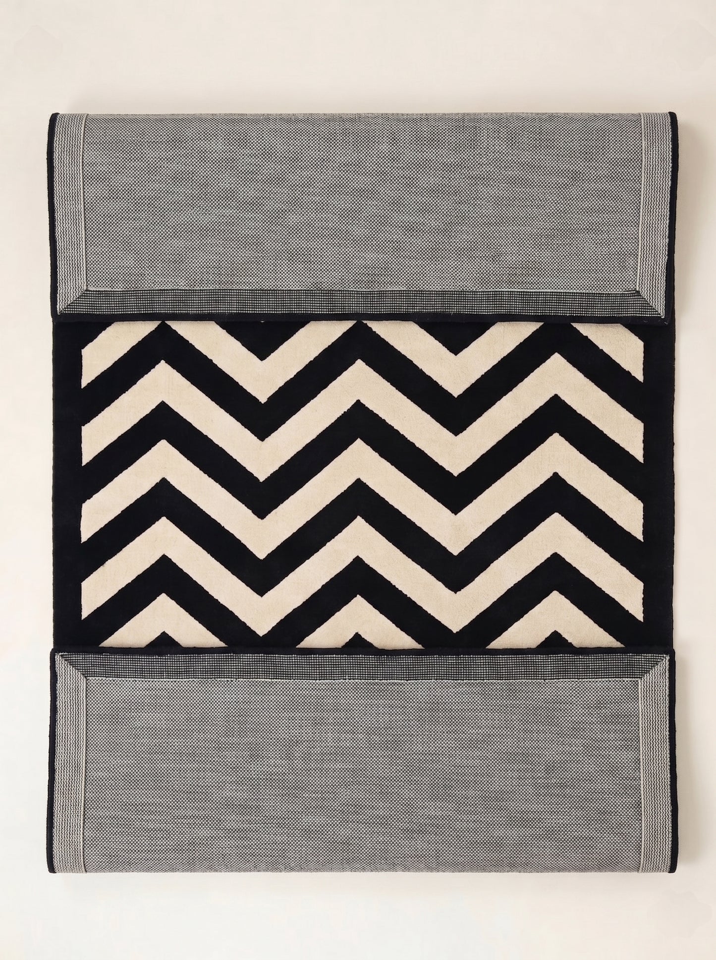 Bold Chevron Hand-Tufted Wool Rug | Black & Cream Geometric Area Carpet