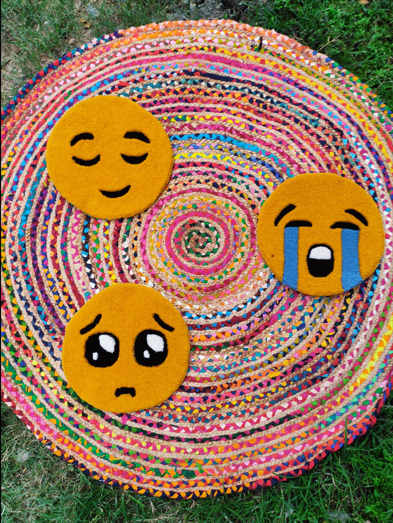 Tearful Joy Emoji Rug - Expressive Decor for Modern Spaces